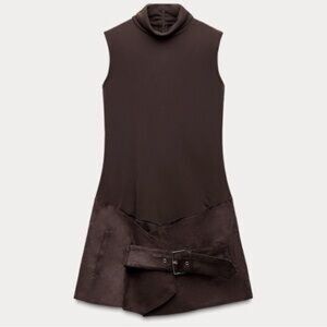 Zara Chocolate Brown Sleeveless Mini Dress